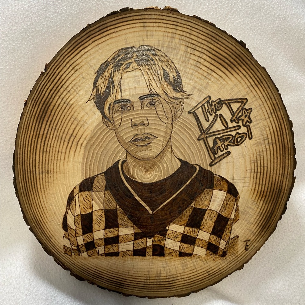 Homemade The Kid Laroi woodburn portrait